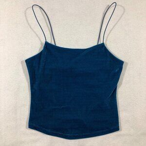UO Urban Outfitters Top Womens Small Blue Velvet Crop Tank Shirt NEW NWT $29